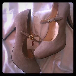Guess Tan Suede Mary Jane High Heels